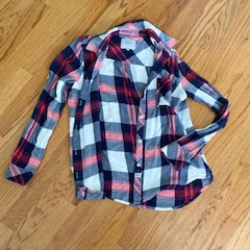 Super Soft Pink, White & Navy Flannel